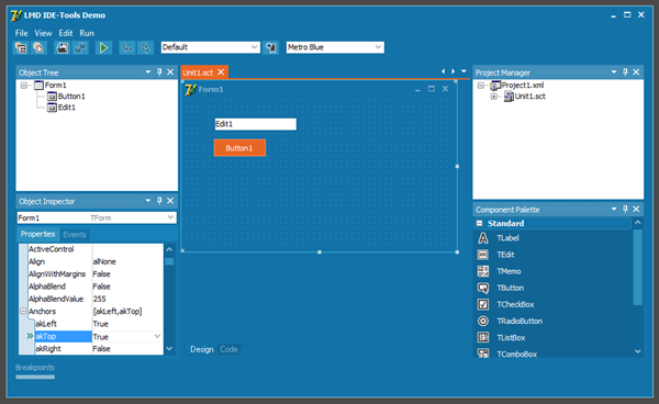 IDE-Tools demo in Metro Blue look