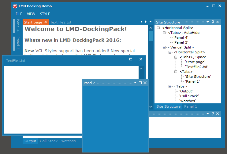 VCL Styles in LMD DockingPack (MetroBlue)