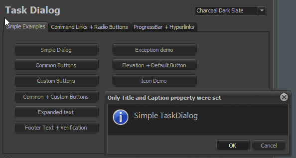 Simple TaskDialog (Charcoal Dark Slate)